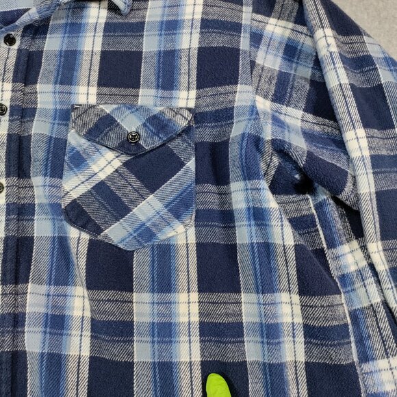 OshKosh B'Gosh Flannel Shirt Mens 2XLB Blue Plaid Heavyweight Cotton *Flaws* - Picture 7 of 13